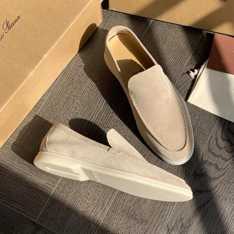 Herr Höstslip-On Loafers Med Rund Tå Och Platt Sula