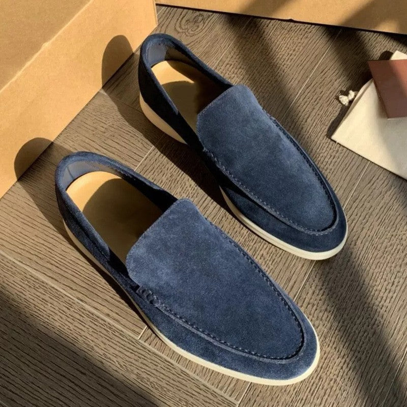 Herr Höstslip-On Loafers Med Rund Tå Och Platt Sula