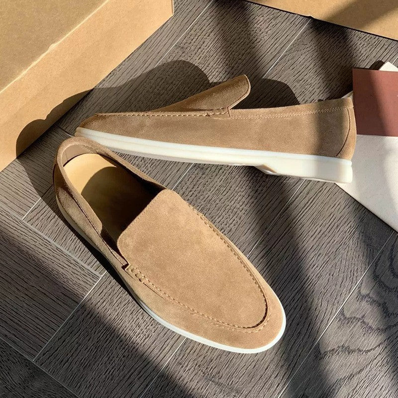 Herr Höstslip-On Loafers Med Rund Tå Och Platt Sula