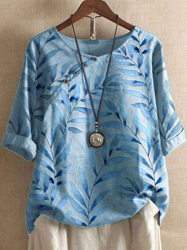 Dam T-Shirt Med Tryck, Rund Hals, Medellång, Kort äRm, Plusstorlek