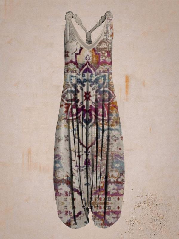 Dam Ärmlös Jumpsuit Lös Passform Med Tryckt Mönster