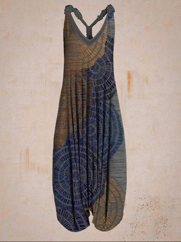 Dam Ärmlös Jumpsuit Lös Passform Med Tryckt Mönster