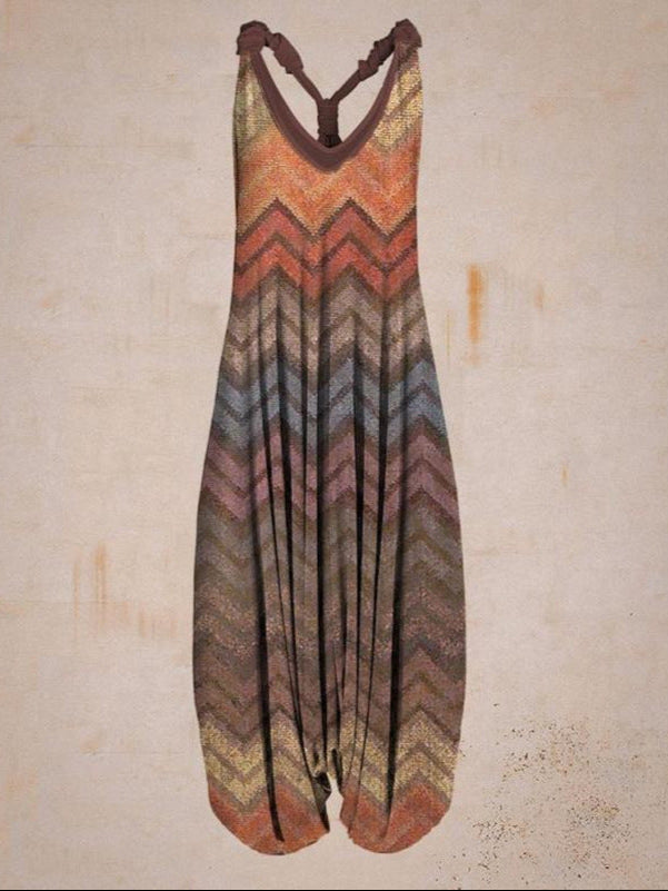 Dam Ärmlös Jumpsuit Lös Passform Med Tryckt Mönster