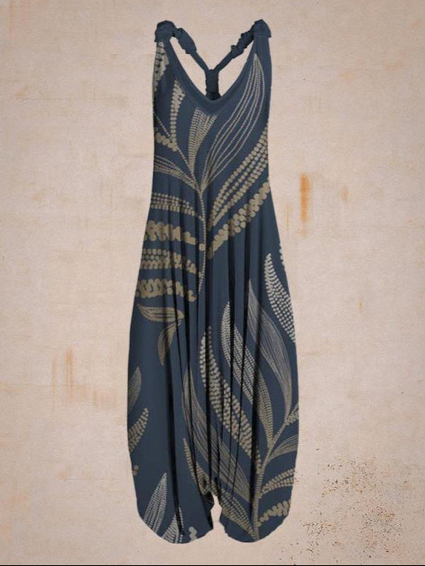 Dam Ärmlös Jumpsuit Lös Passform Med Tryckt Mönster