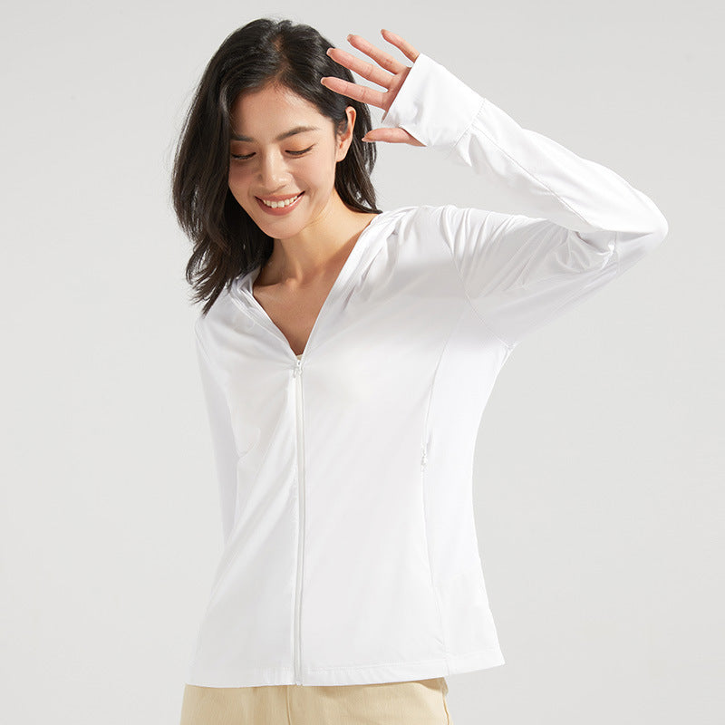 Sommarjacka Med Solskydd För Kvinnor, Stor Huva Och Avtagbart Ansiktsskydd