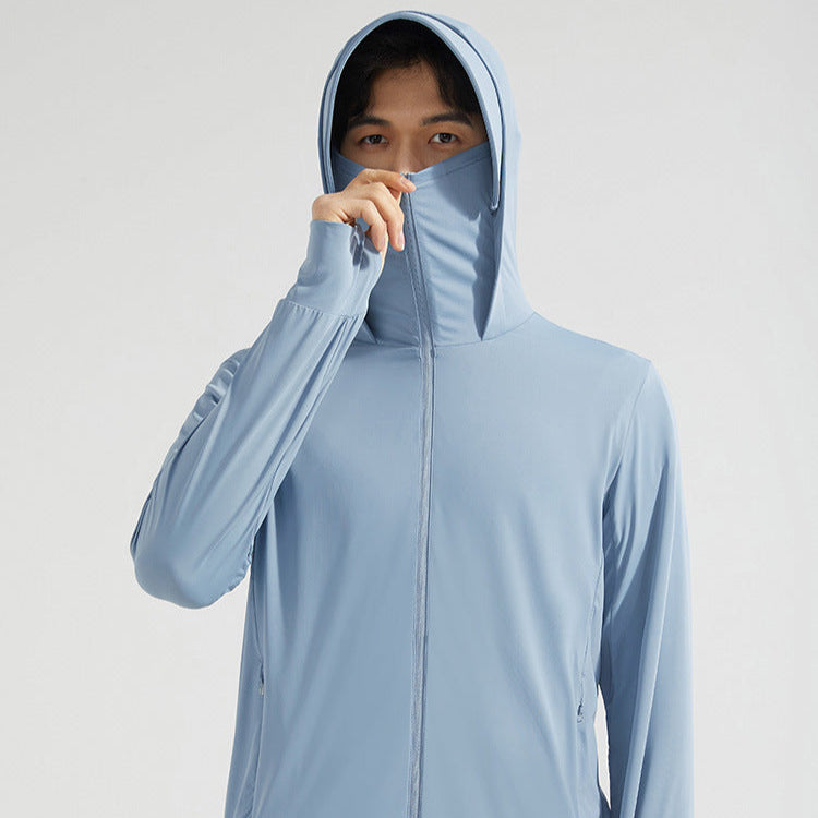 Sommarjacka Med Solskydd För Kvinnor, Stor Huva Och Avtagbart Ansiktsskydd