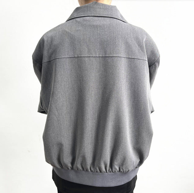 Herrkavaj För våren Lös Passform Enfärgad Med Utanpåfickor