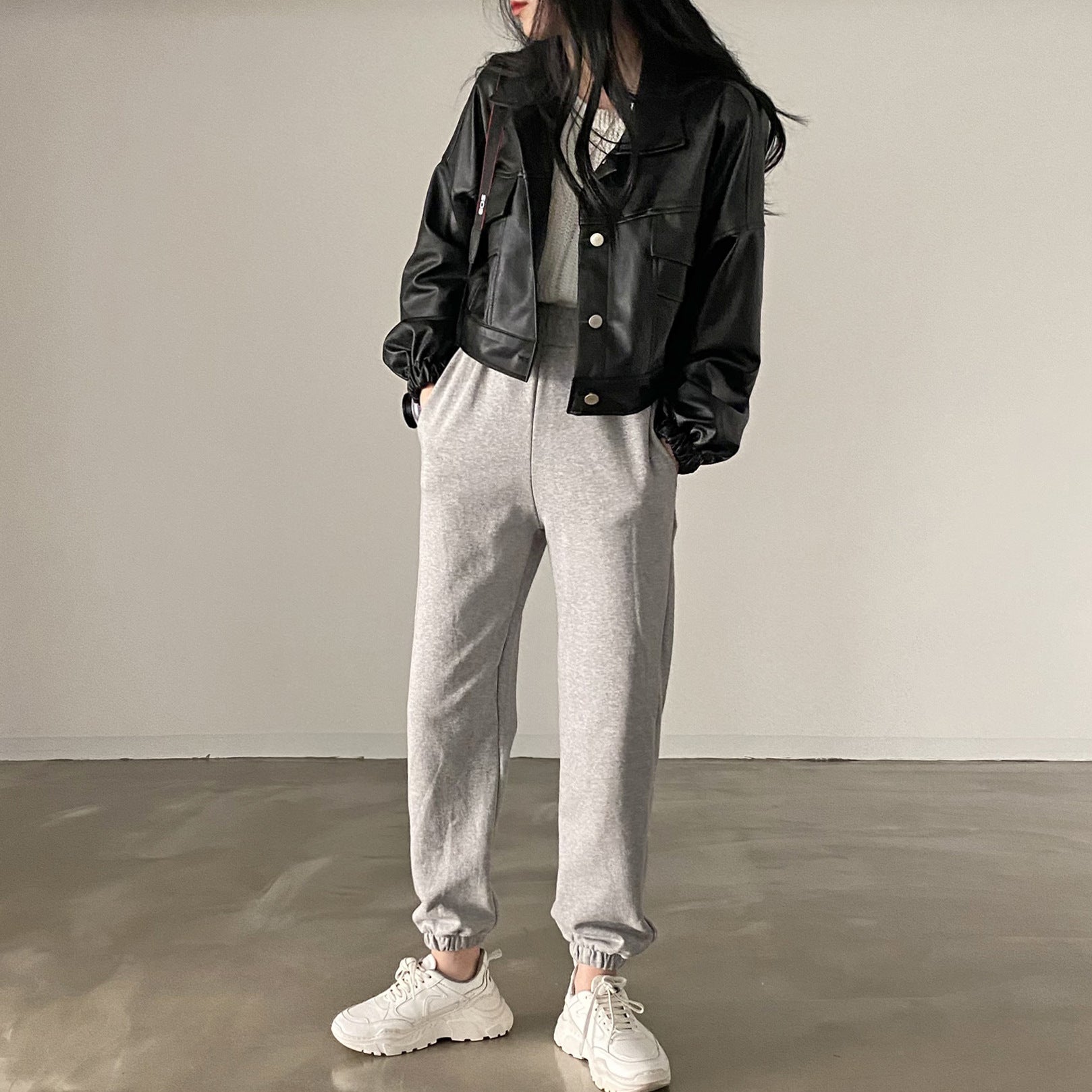 Damjacka För våren Lös Passform I Konstläderlook Vinröd Eller Svart