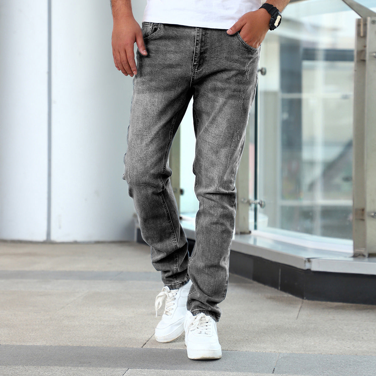 Herrjeans Med Stretch Och Dragkedja