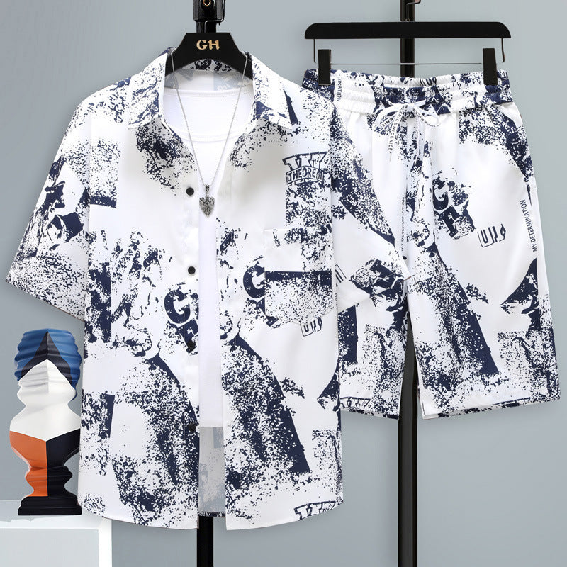 Sommarsporter med kort ärm och rak passform, matchande outfit för män, shorts
