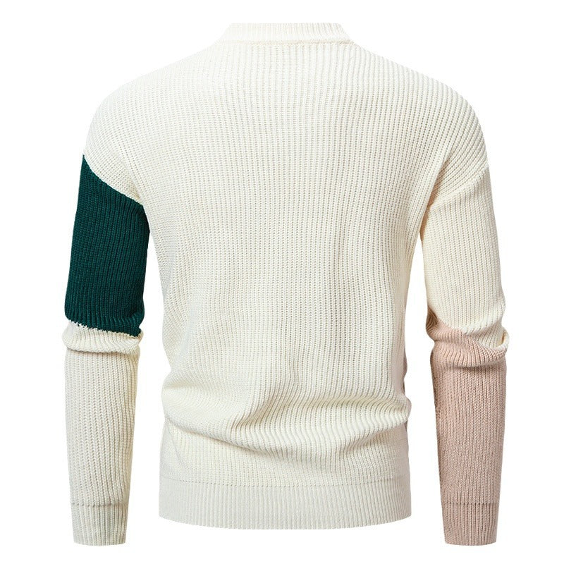 Herrtröja Med Rund Hals, Rak Passform, Multifärgad F-Tyg, Jacquard