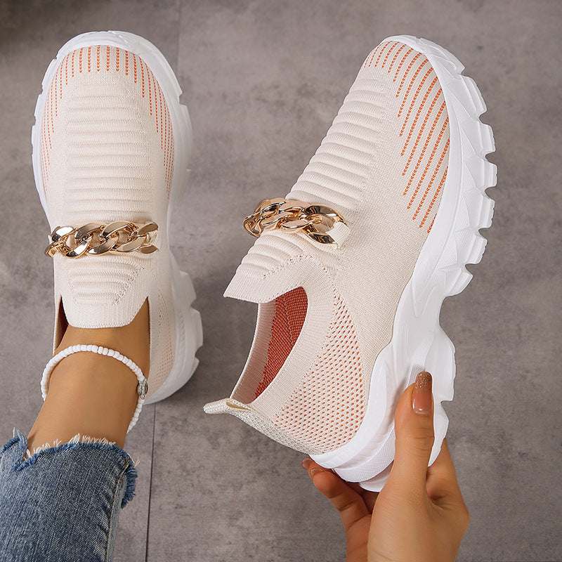 Damskor I Mesh Med Slip-On-Detaljer Och Platt Sula