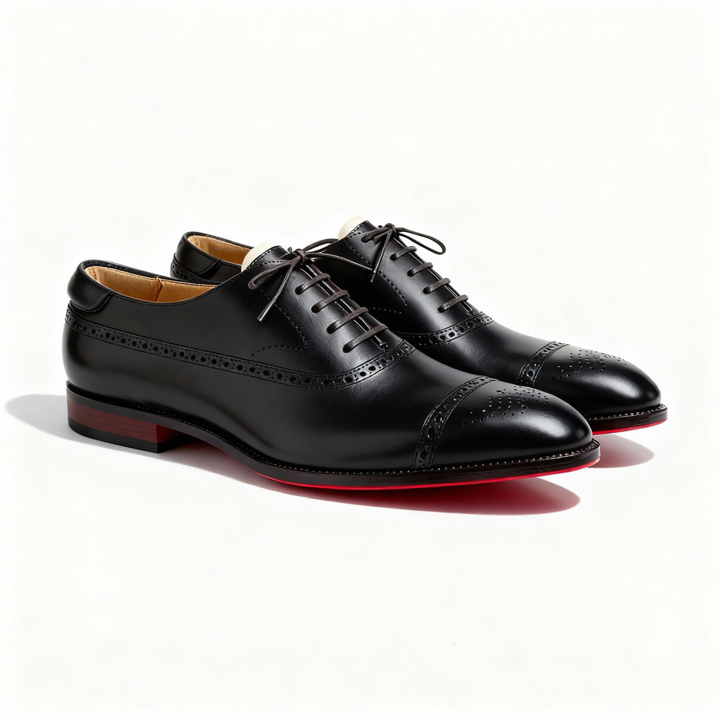 Herr Oxfordskor Brogue Detalj Snörning Formella Skor Läderlook