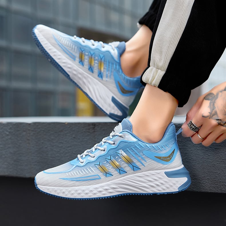 Herrsportsneakers Med Snörning, Tjock Sula Och Rund Tå