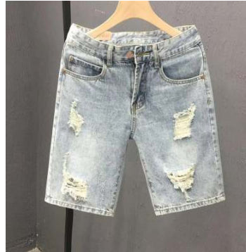 Herrshorts i denimstil med mellanhög midja, dragkedja och gylf, stretchig stretch, blå shorts