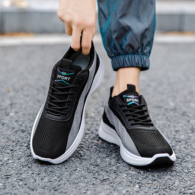 Herr Löparsneakers Med Snörning, Låg Design Och Rund Tå