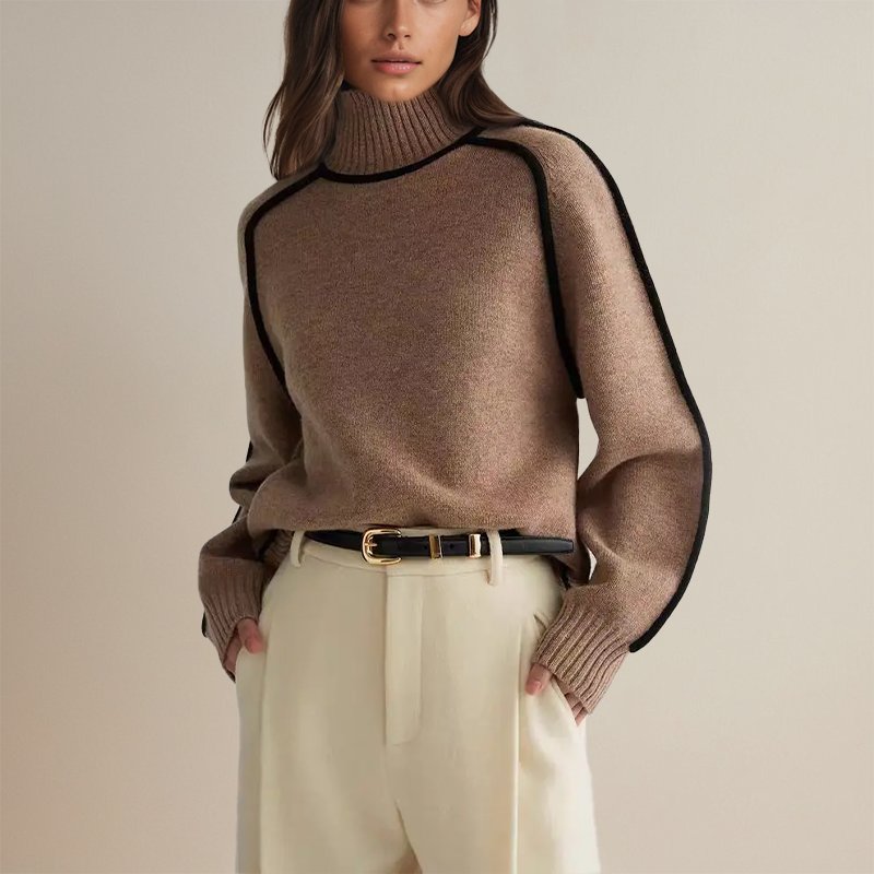 Randig Polotröja För Kvinnor, Slim Fit