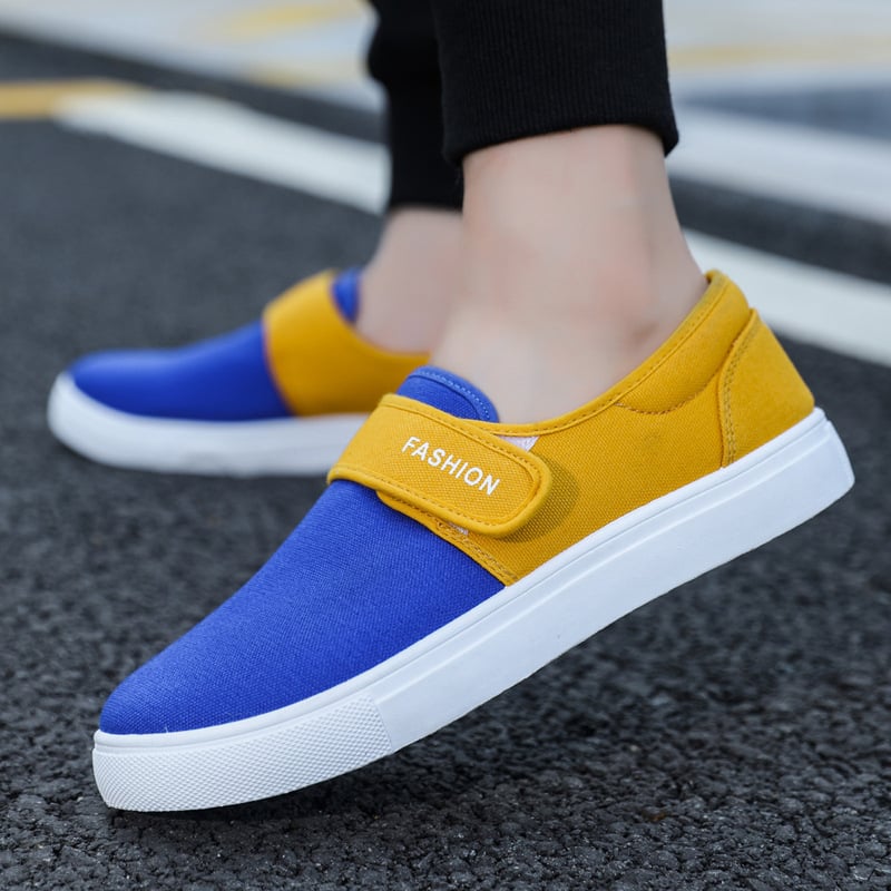 Herrsneakers Med Kardborreband, Platt Sula Och Låg Design
