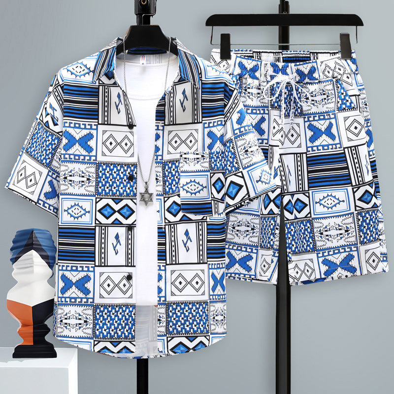 Sommarsporter med kort ärm och rak passform, matchande outfit för män, shorts