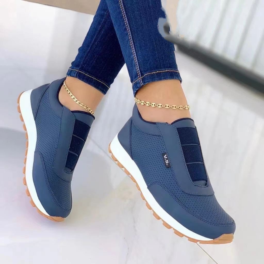 Platta Sneakers För Kvinnor Med Rund Tå Och Grund Ovandel
