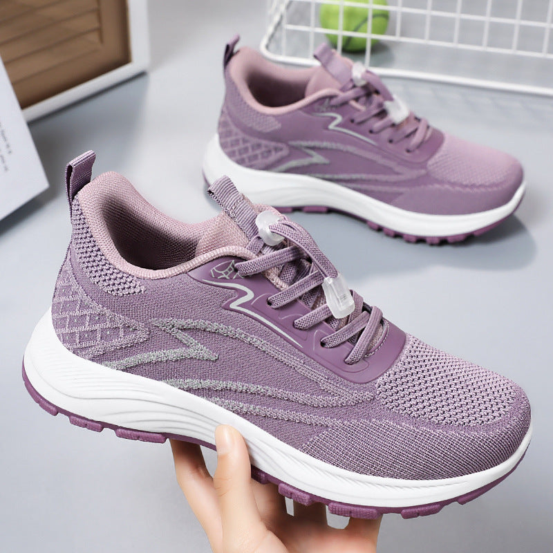 Damskor Med Flyknit-Upperkant, Rund Tå, Snörning, Pvc-Sula