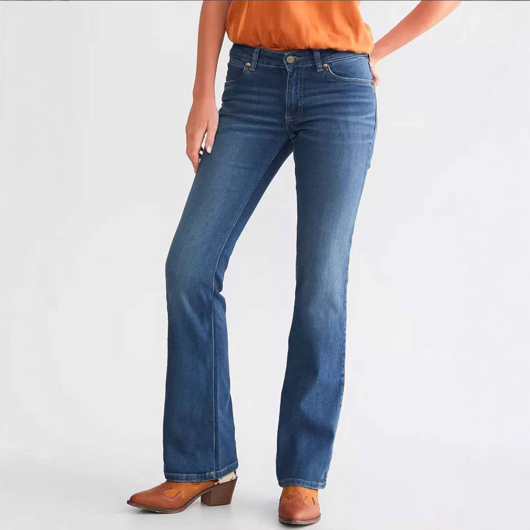 Dam Slim-Fit Skinny Jeans Hög Elasticitet Marinblå