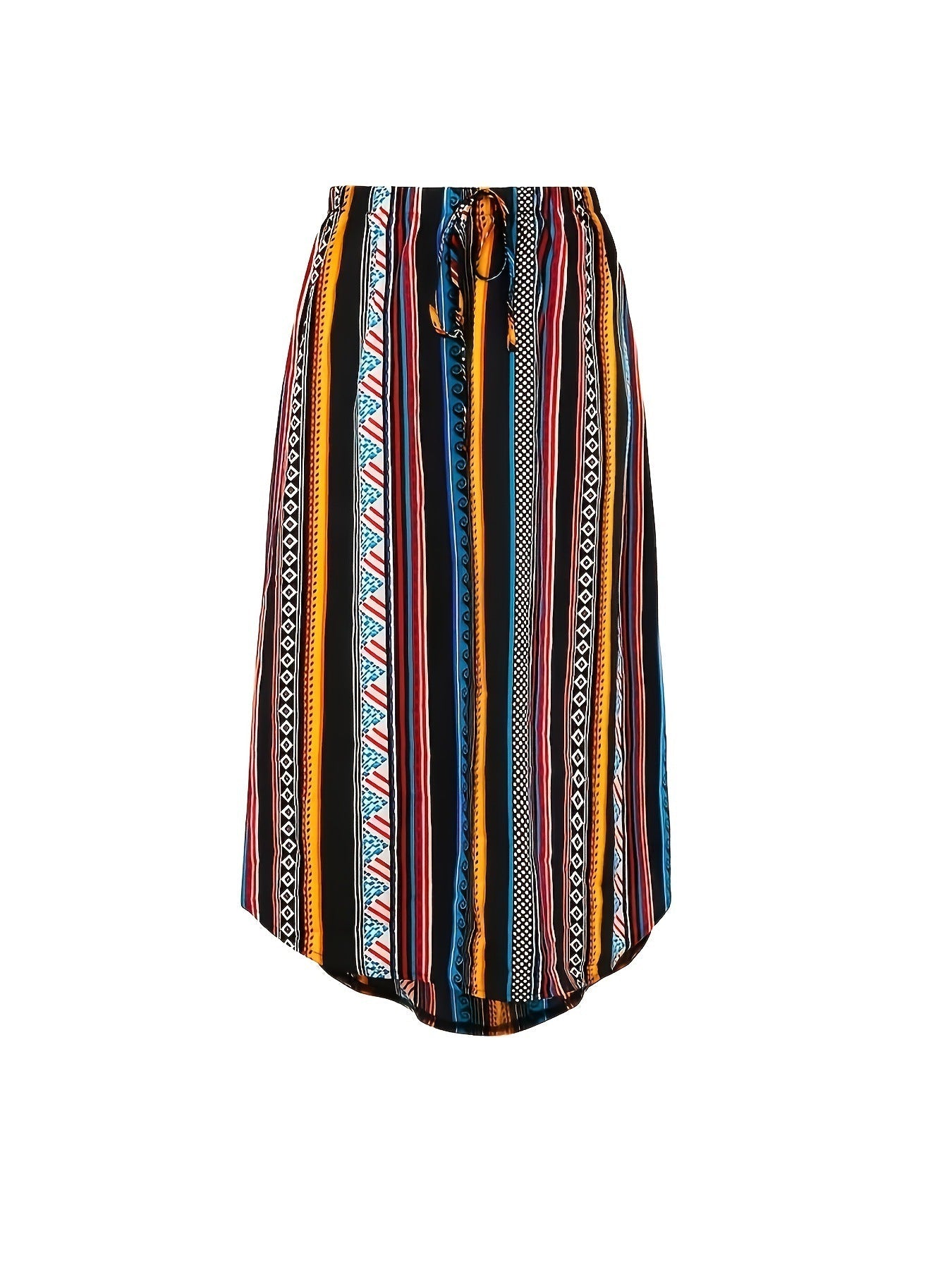 Kvinnors Geometriska Tryck Asymmetriska Kjolar I Avslappnad Midi-Stil