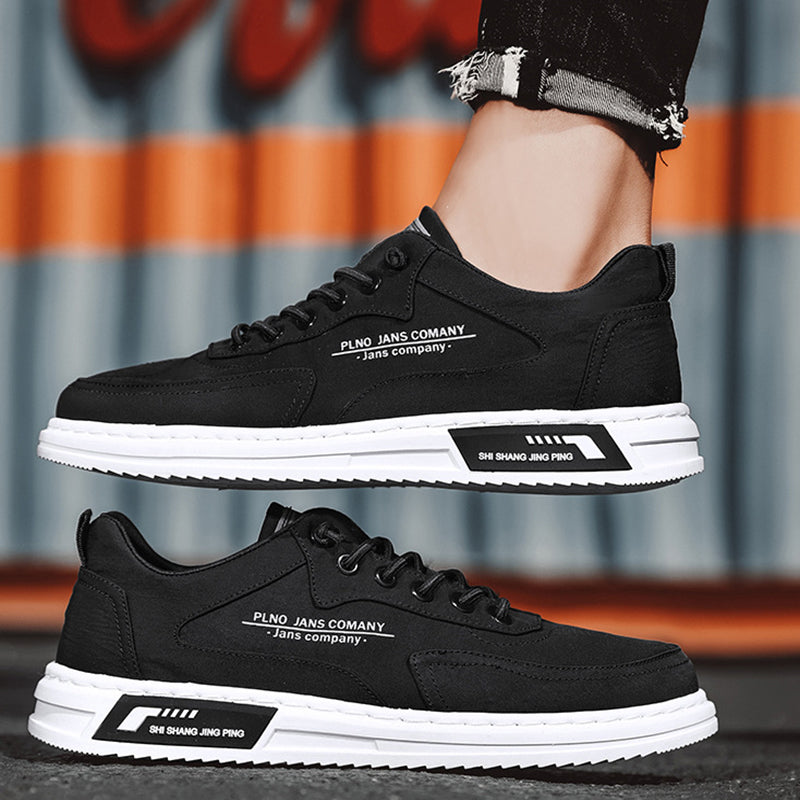 Herrsneakers Med Ovandel I Kanvas Och Platåsula I Gummi