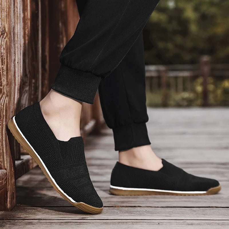Herrloafers med Andningsbar Stickad Ovandel, Dämpad Fotbädd och Bågstödsupport, Slip-On