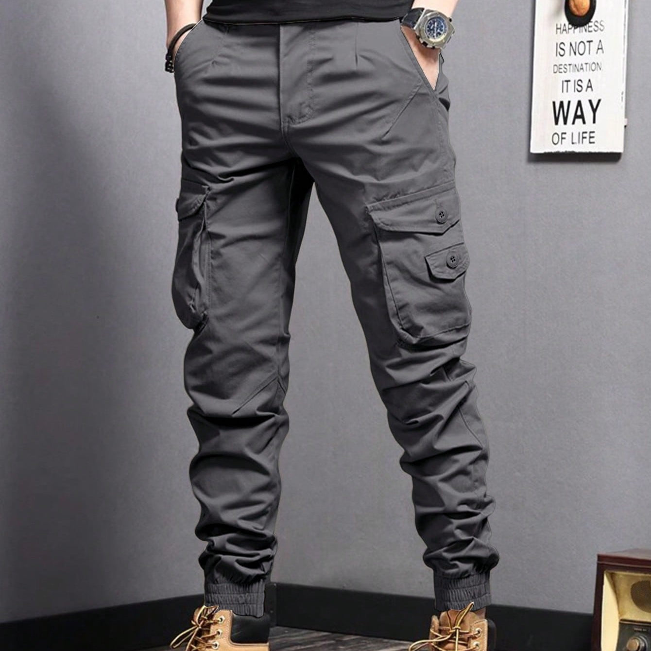 Herr Raka Dragsko Arbetsbyxor Multi Pocket Design