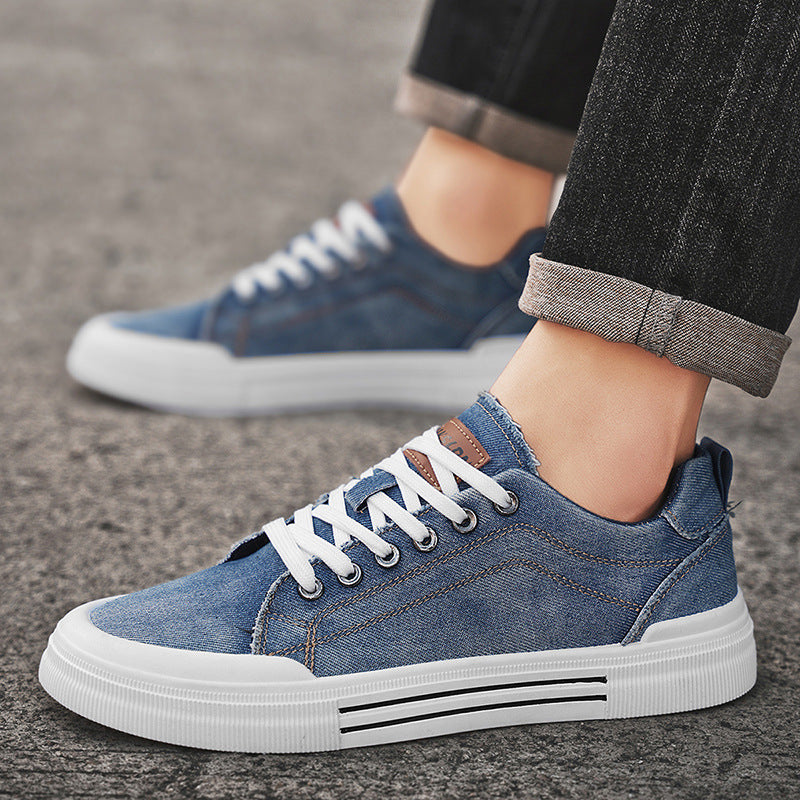 Herr Sneakers Låga Snörskor Platta Klackar Rund Tå
