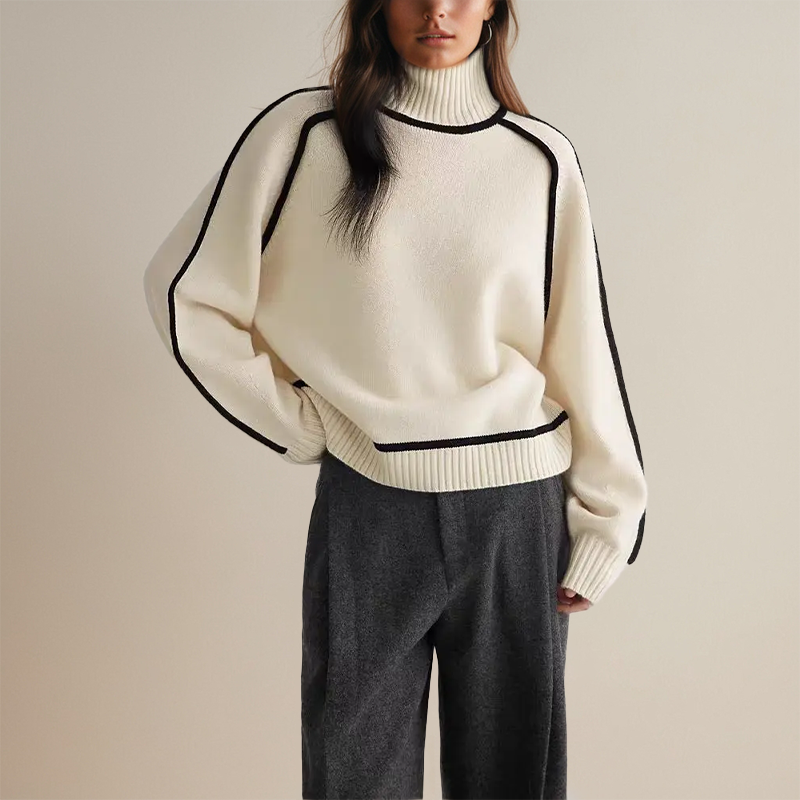 Randig Polotröja För Kvinnor, Slim Fit