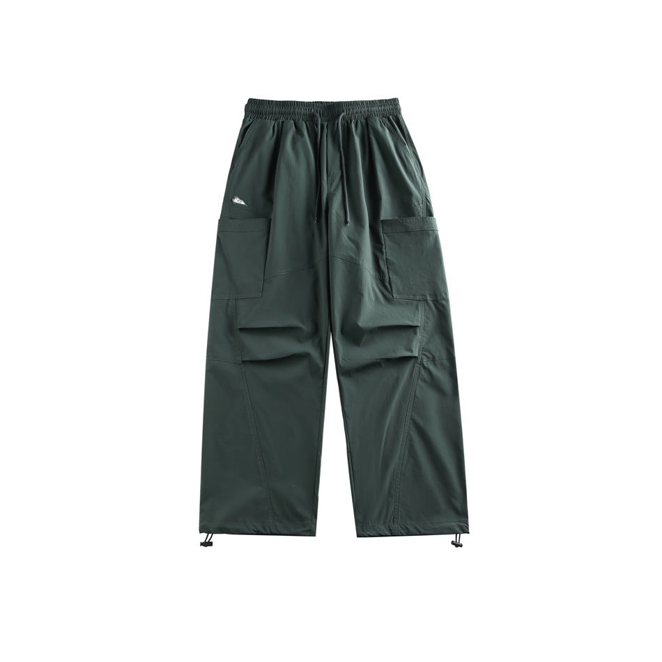 Retro Parachute Raka Ben Med Ankelband Utility Byxor Med Mellanhög Midja, Loose Fit