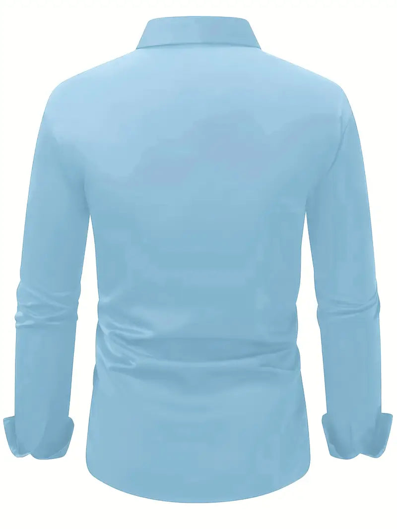 Herrskjorta Långärmad Slim Fit Ventilerande Material