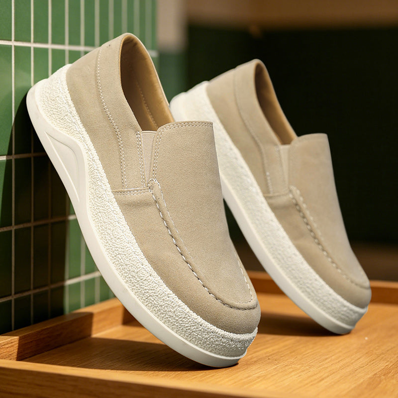 Herr Vår- Och Höstslip-On Casual Sneakers Med Mikrofiberläder Ovandel