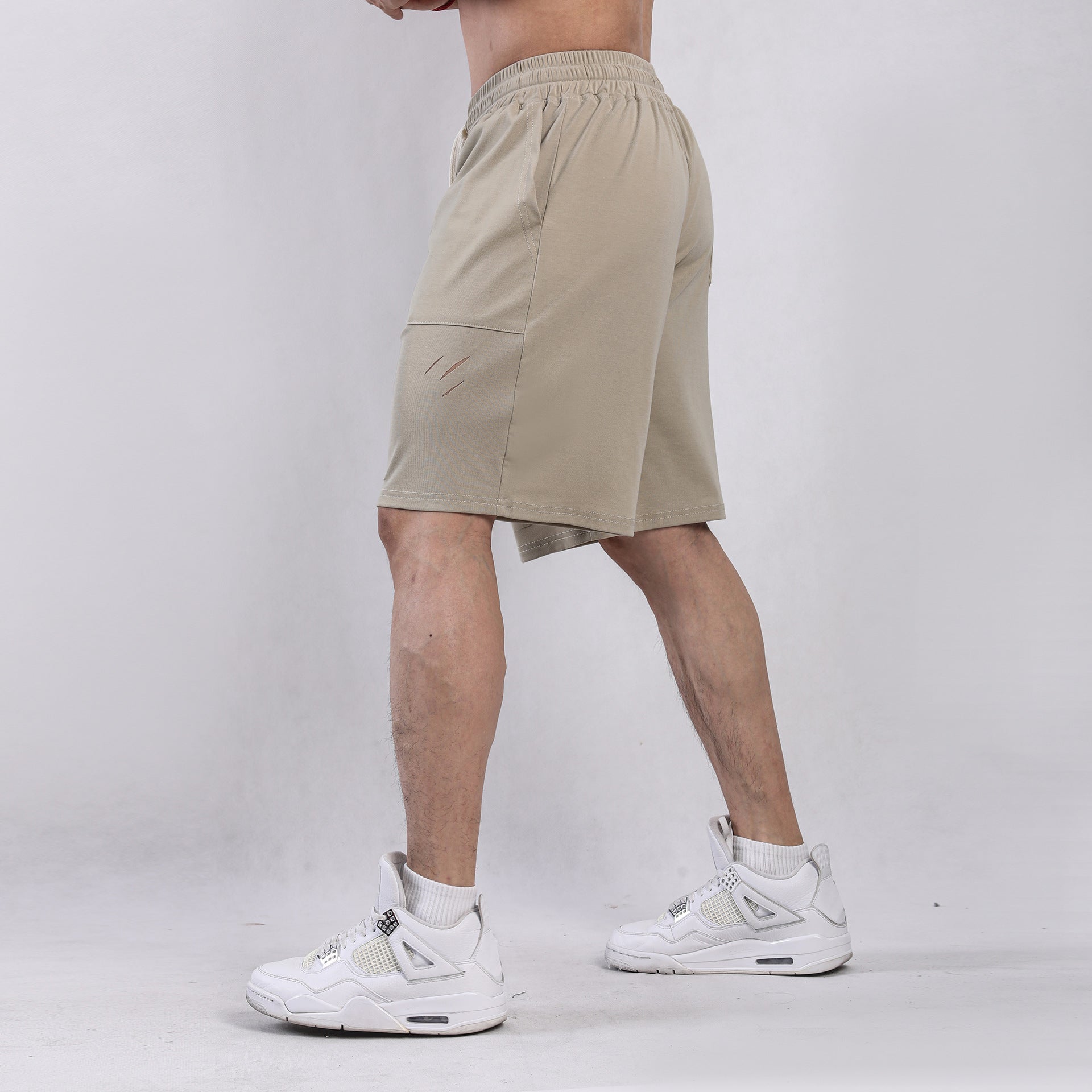 Herr Sommarsportshorts Lös Passform Rivna Detaljer Mellanlånga