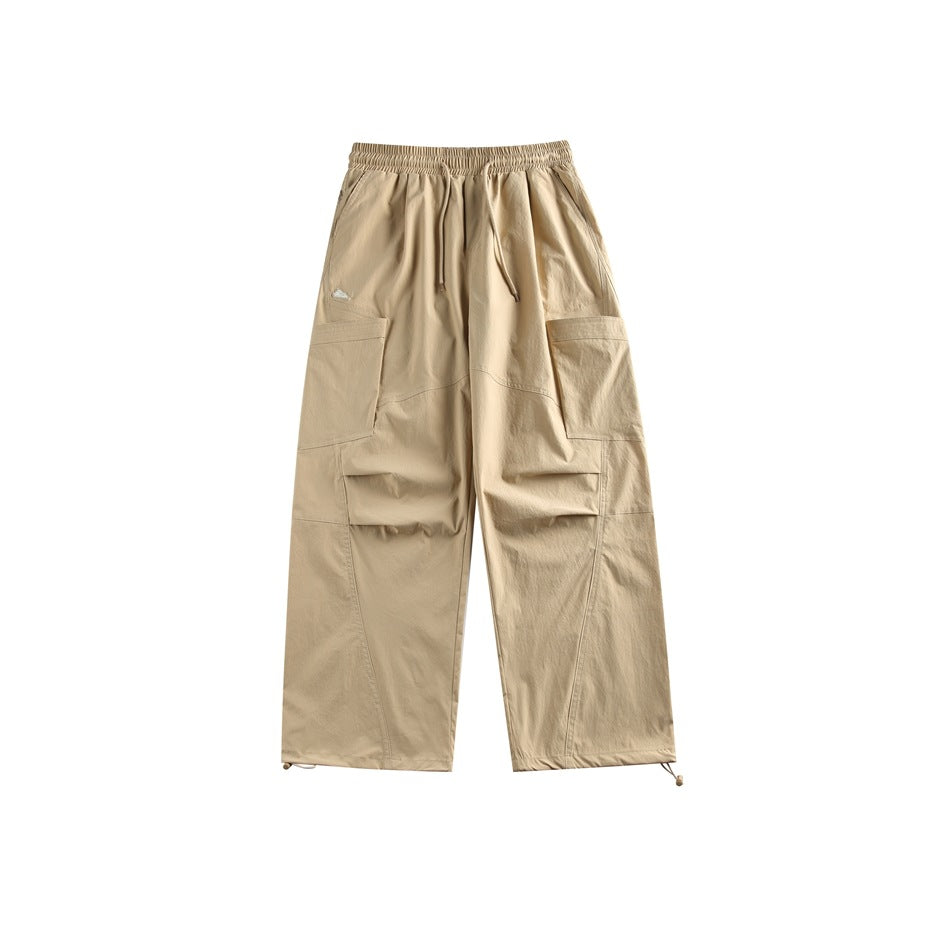Retro Parachute Raka Ben Med Ankelband Utility Byxor Med Mellanhög Midja, Loose Fit