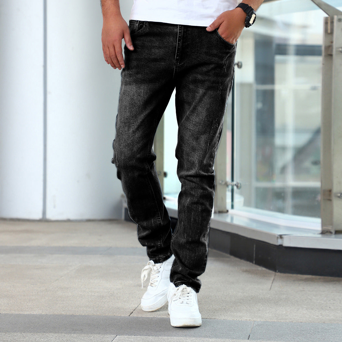 Herrjeans Med Stretch Och Dragkedja