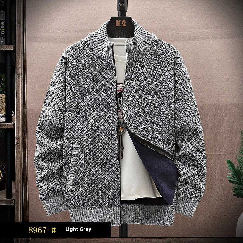Herr Sweatercoat med Dragkedja Långärmad och Lös Passform