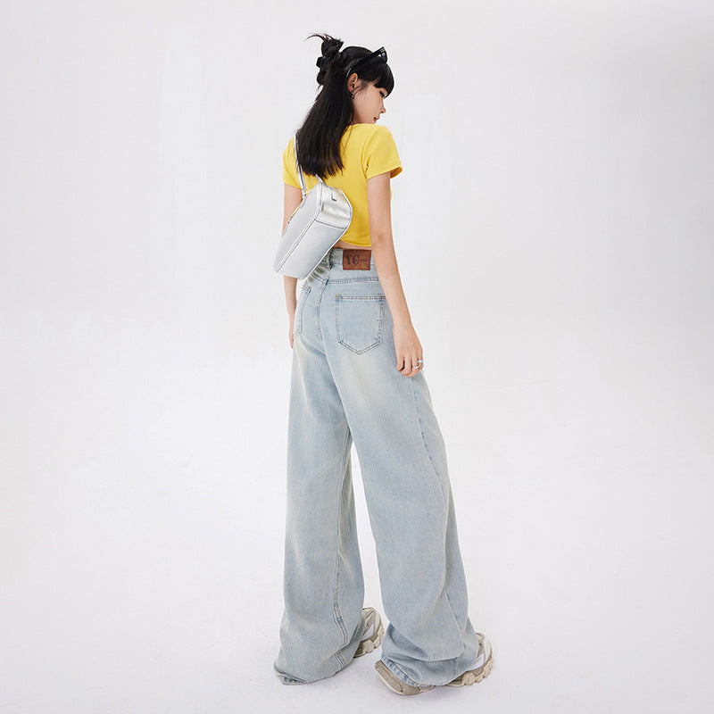 Damjeans Med Hög Midja Och Vida Ben I Retrodesign