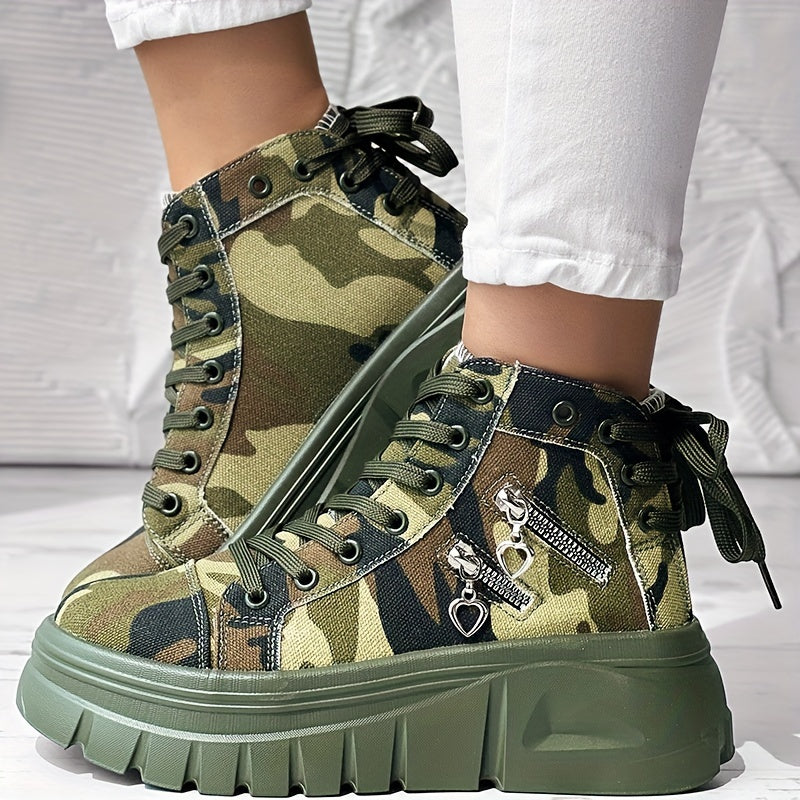 Damplatåsneakers Med Grov Sula Och Dragkedja På Sidan