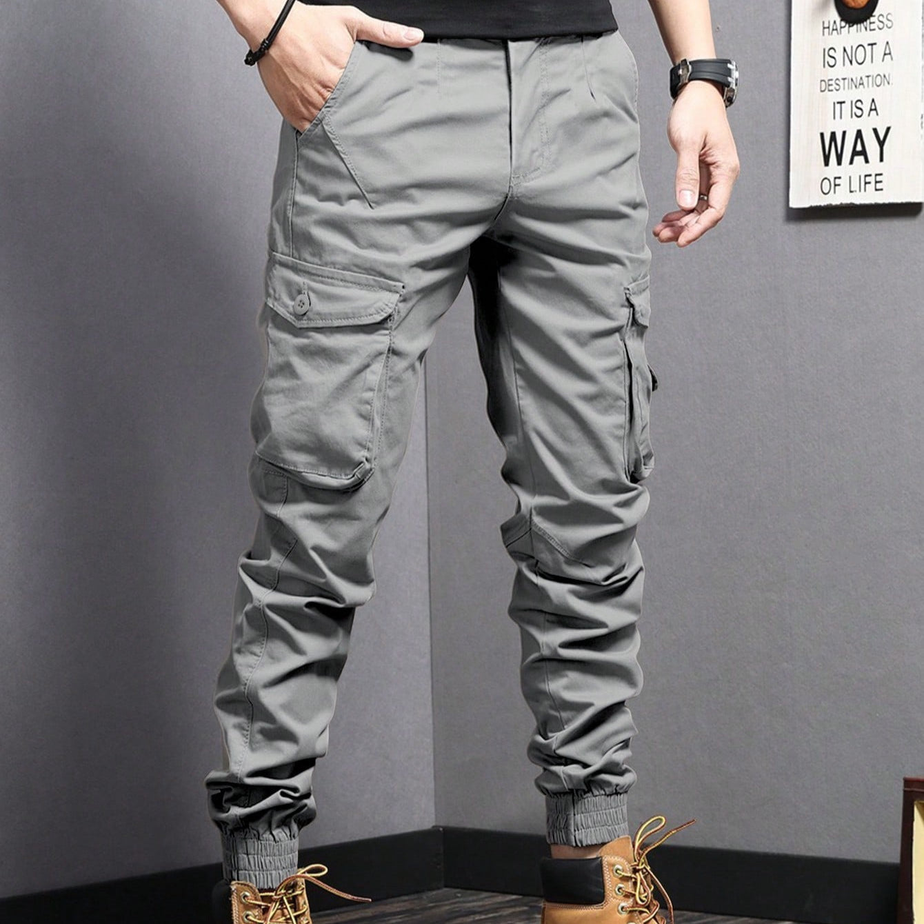 Herr Raka Dragsko Arbetsbyxor Multi Pocket Design