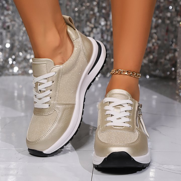 Damsneakers Sidodragkedja Med Hålfotsstöd Halkfri Sula