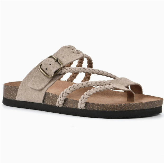 Kvinnors Vävda Platta Sandaler Med Remmar Och Öppen Design – Läderlook