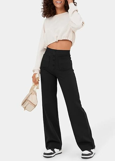 Kvinnobyxor Slim Fit Stretch Med Elastisk Midja
