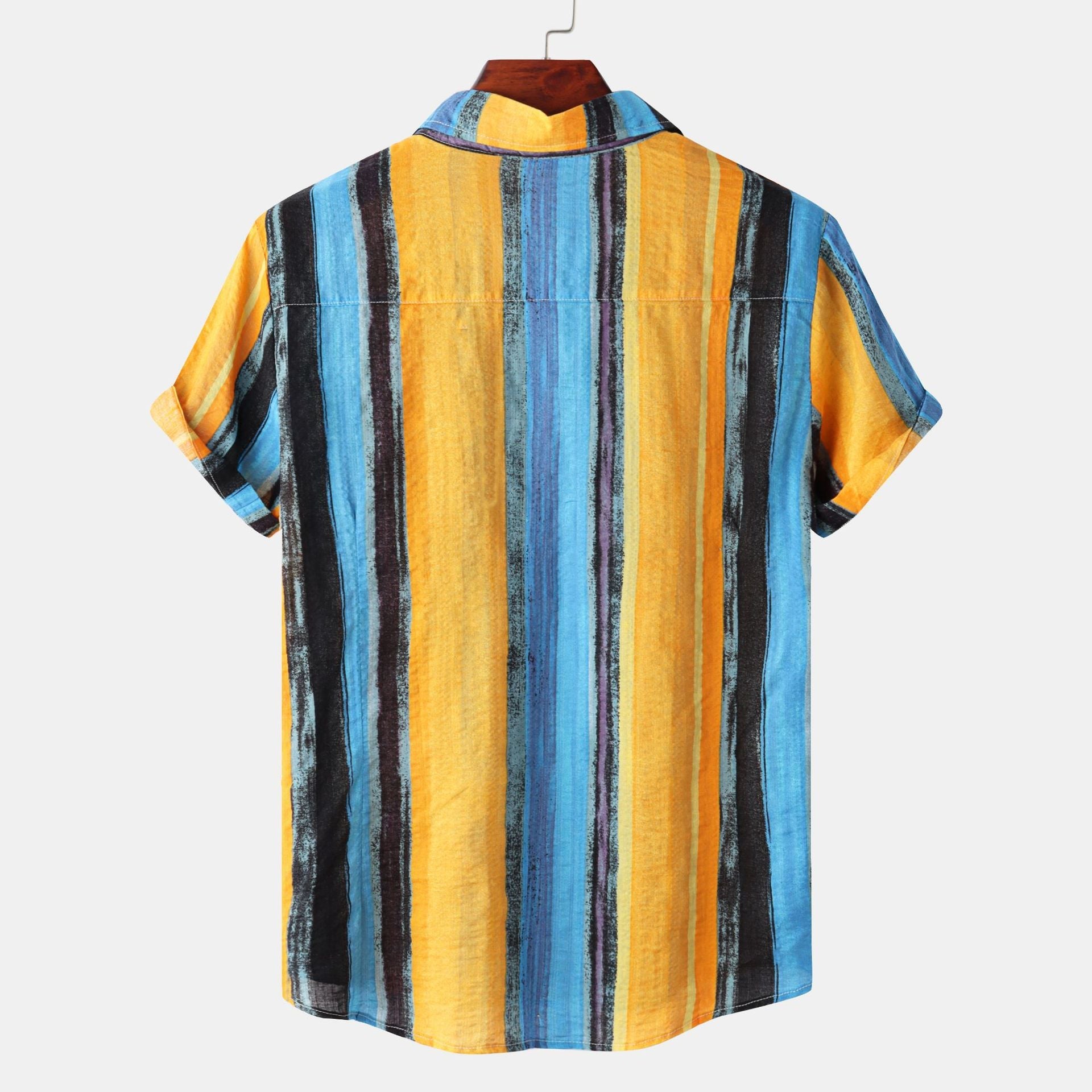 Men Summer Floral Print Short Sleeve Contrast Färg Plus Storlek Shirt