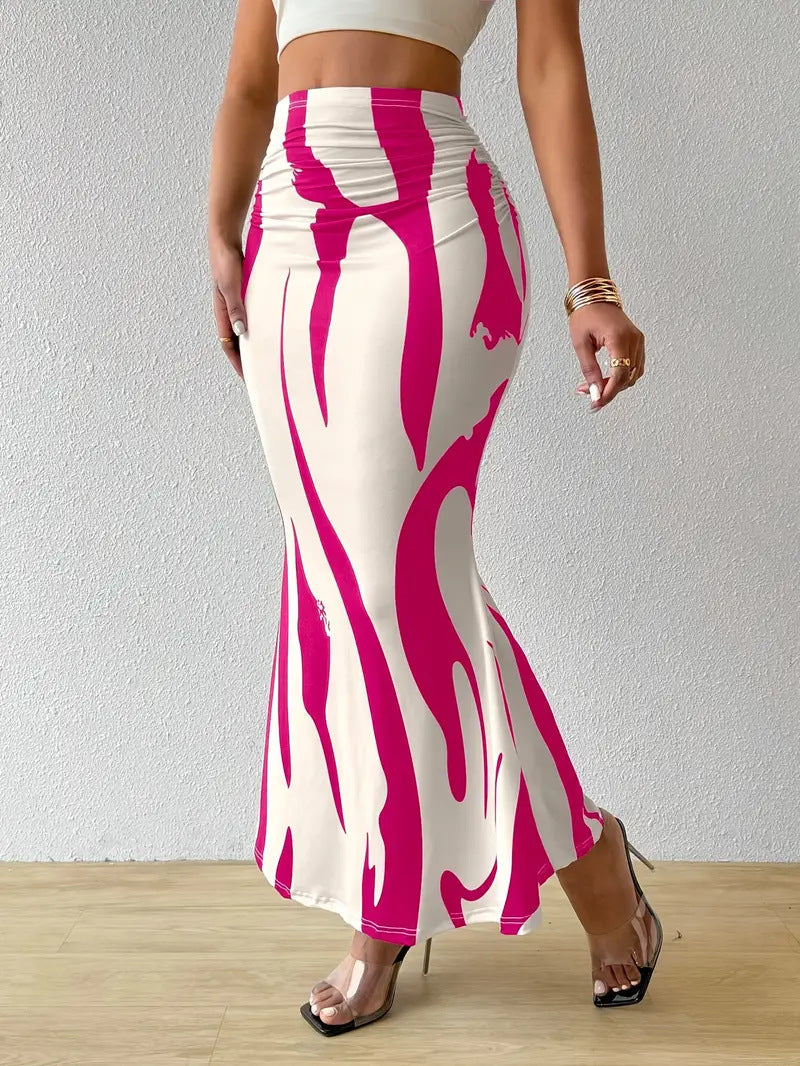 Zebramönstrad Mellanlång Bodycon-Kjol För Kvinnor – Slim Fit