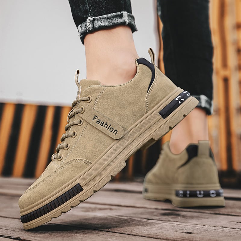 Herrsneakers Med Snörning, Låga, Rund Tå Och Platt Sula