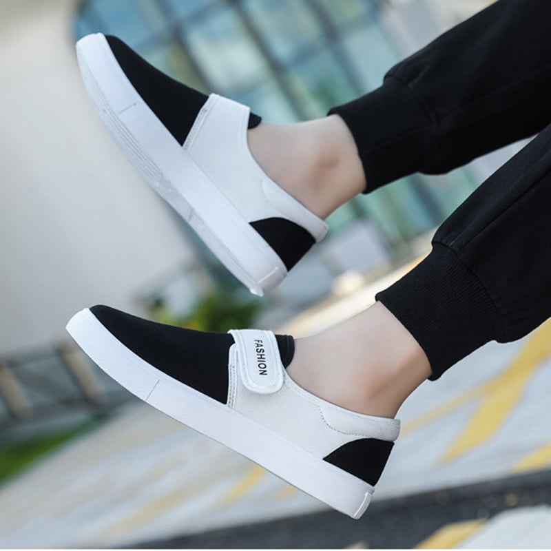 Herrsneakers Med Kardborreband, Platt Sula Och Låg Design