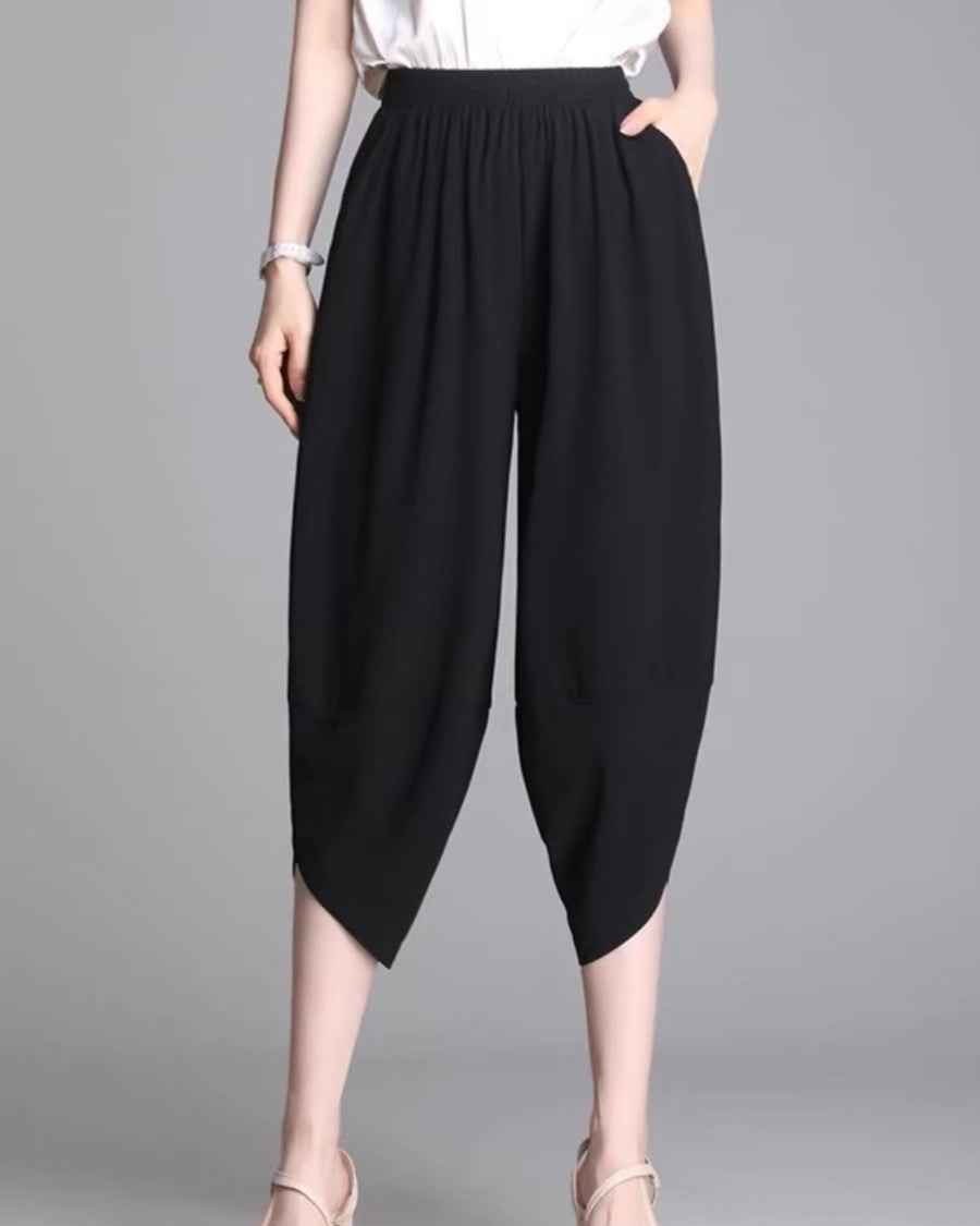 Dam Harembyxor Hög Midja Beskuren Lös Passform